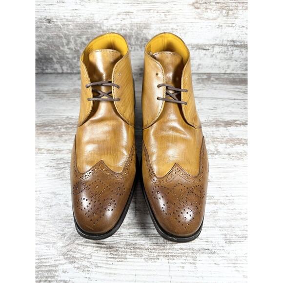 Men\'s UNDANDY Brown Leather Wingtip Oxford Mid Boots Sz EUR 43/US 10 main image 9